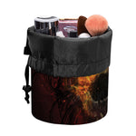 Flaming Demon Skull Print Drawstring Makeup Bag