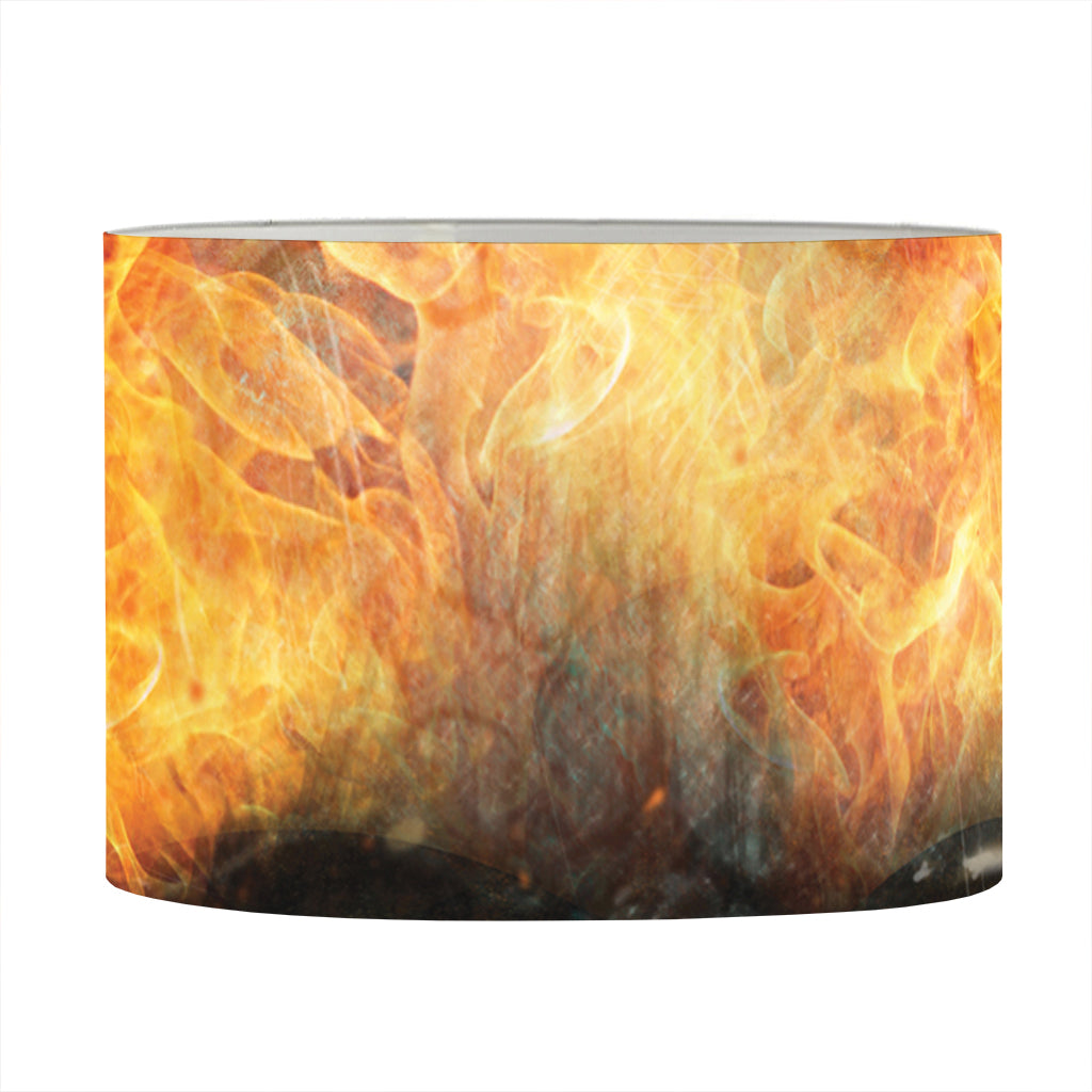 Flaming Demon Skull Print Drum Lamp Shade