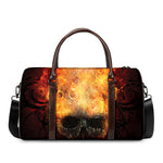 Flaming Demon Skull Print Duffle Bag