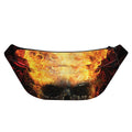 Flaming Demon Skull Print Fanny Pack