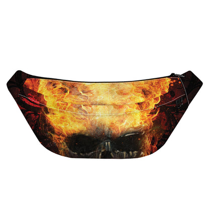 Flaming Demon Skull Print Fanny Pack