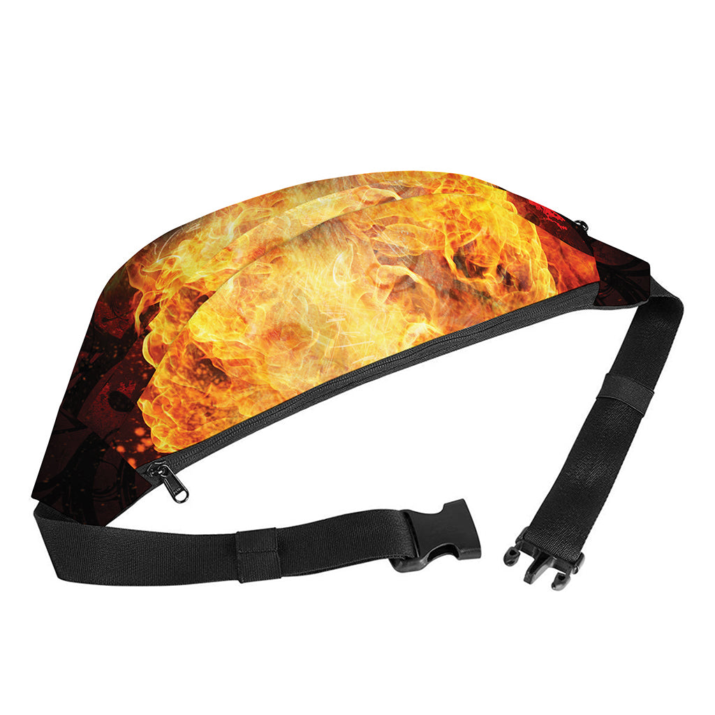 Flaming Demon Skull Print Fanny Pack