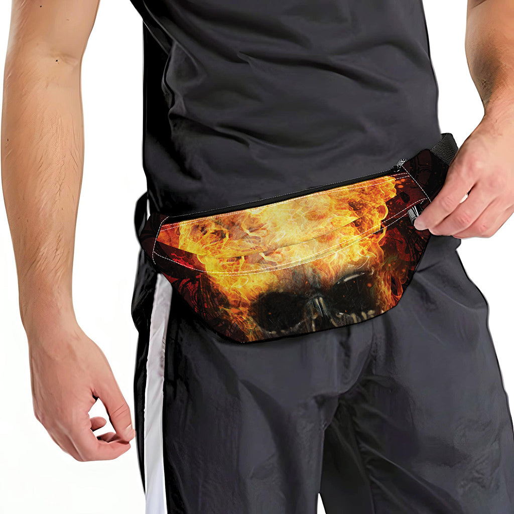 Flaming Demon Skull Print Fanny Pack