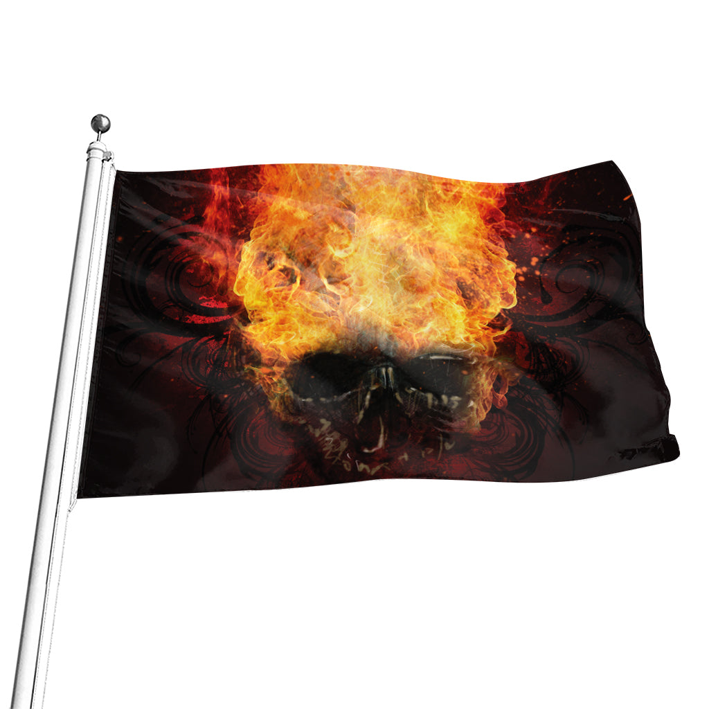 Flaming Demon Skull Print Flag
