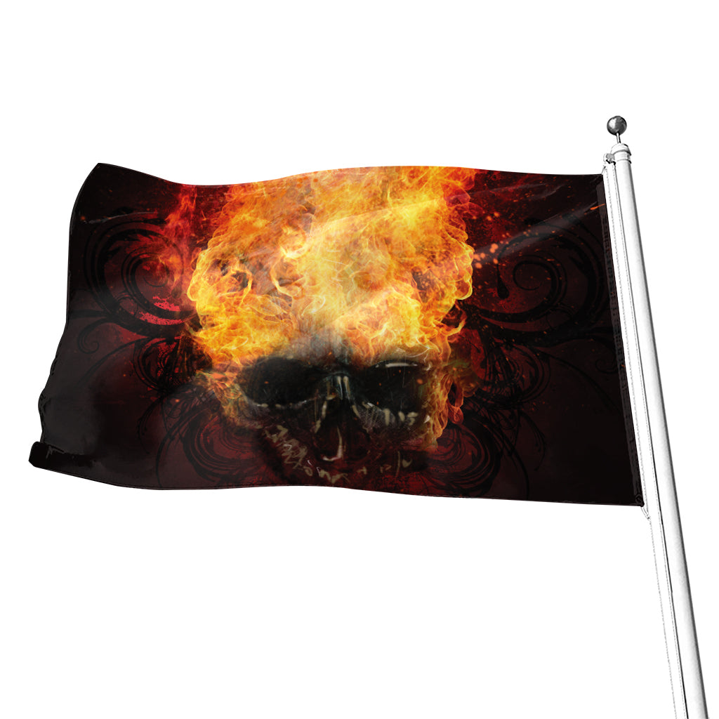 Flaming Demon Skull Print Flag – GearFrost