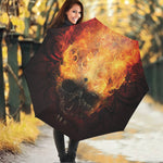 Flaming Demon Skull Print Foldable Umbrella