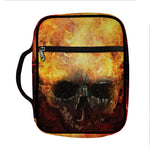 Flaming Demon Skull Print Front Pocket Bible Bag