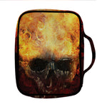 Flaming Demon Skull Print Front Pocket Bible Bag