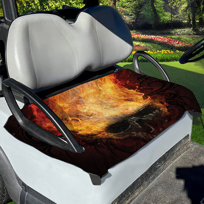 Flaming Demon Skull Print Golf Cart Seat Cover