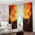 Flaming Demon Skull Print Grommet Curtains