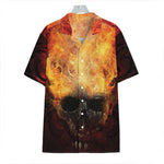 Flaming Demon Skull Print Hawaiian Shirt