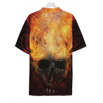 Flaming Demon Skull Print Hawaiian Shirt