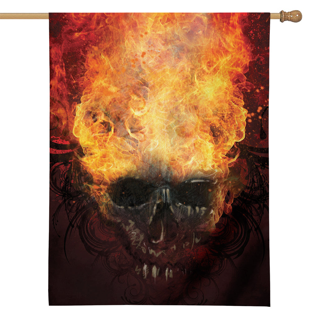 Flaming Demon Skull Print House Flag