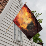 Flaming Demon Skull Print House Flag