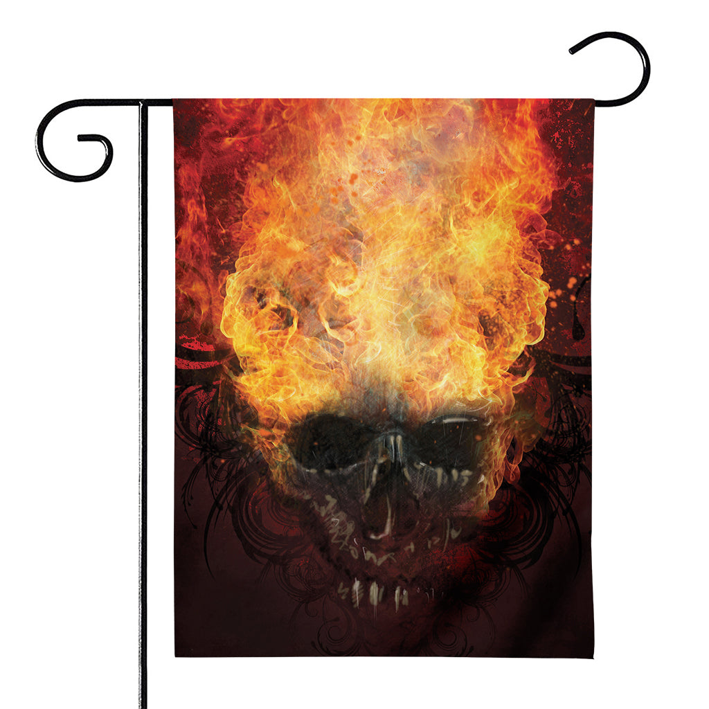 Flaming Demon Skull Print House Flag