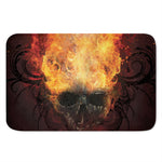 Flaming Demon Skull Print Indoor Door Mat