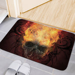 Flaming Demon Skull Print Indoor Door Mat