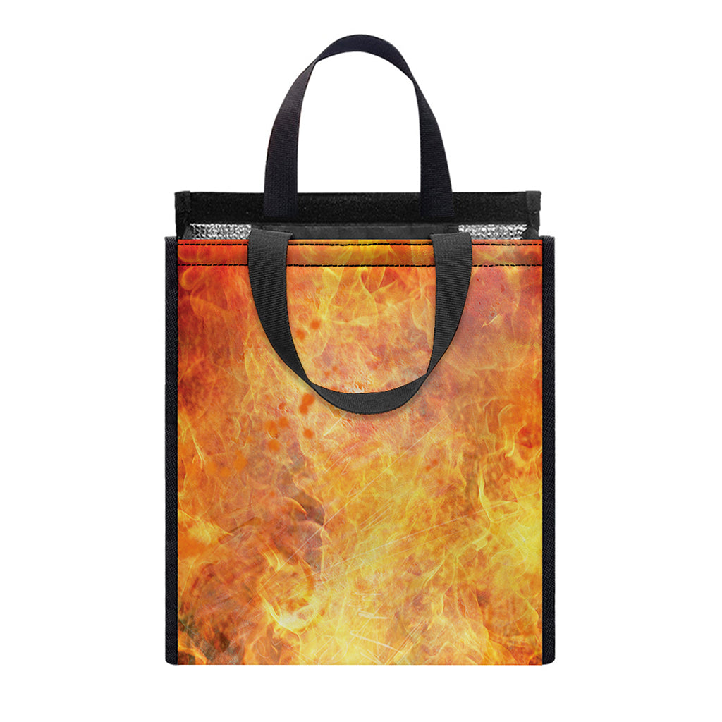 Flaming Demon Skull Print Insulated Lunch Tote