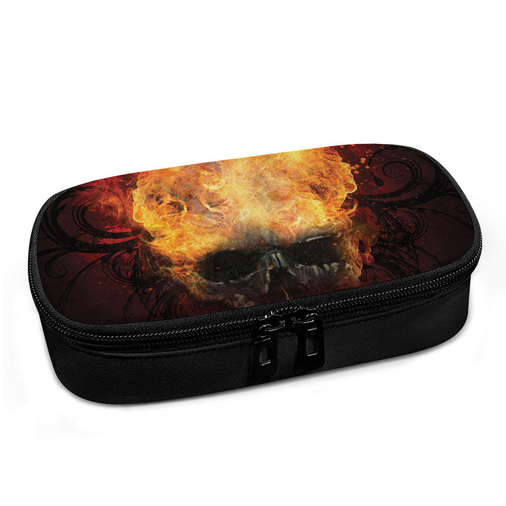 Flaming Demon Skull Print Insulin Cooler Travel Case