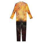 Flaming Demon Skull Print Jumpsuit