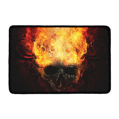 Flaming Demon Skull Print Kitchen Mat