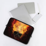 Flaming Demon Skull Print Laptop Sleeve
