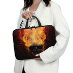 Flaming Demon Skull Print Laptop Sleeve With Handle