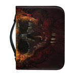 Flaming Demon Skull Print Leather Bible Cover