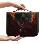 Flaming Demon Skull Print Leather Bible Cover