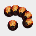 Flaming Demon Skull Print Leather Coaster Set