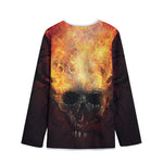 Flaming Demon Skull Print Long Sleeve Short Coat