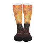 Flaming Demon Skull Print Long Socks