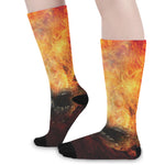 Flaming Demon Skull Print Long Socks