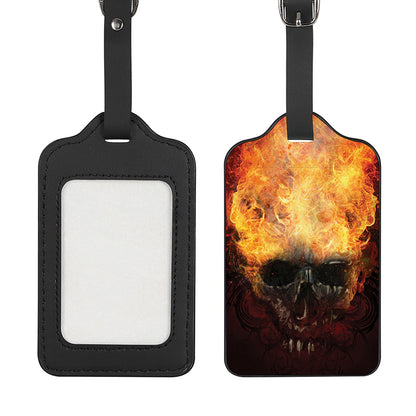 Flaming Demon Skull Print Luggage Tag