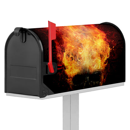 Flaming Demon Skull Print Mailbox Cover