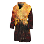 Flaming Demon Skull Print Men's Bathrobe