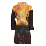 Flaming Demon Skull Print Men's Bathrobe