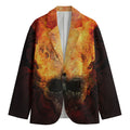 Flaming Demon Skull Print Men's Blazer