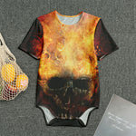 Flaming Demon Skull Print Men's Bodysuit