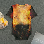 Flaming Demon Skull Print Men's Bodysuit