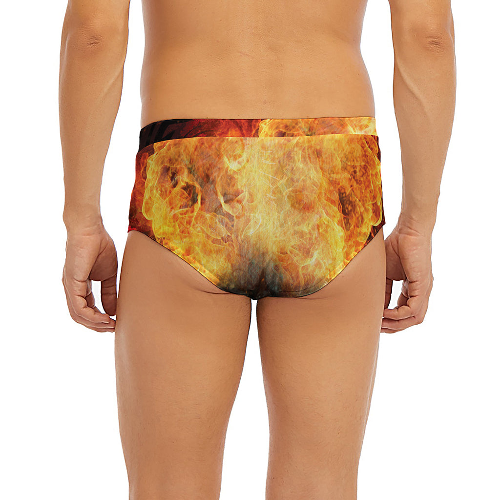 Flaming Demon Skull Print Men's Briefs