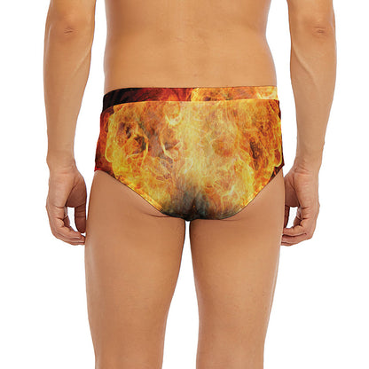 Flaming Demon Skull Print Men's Briefs