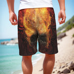 Flaming Demon Skull Print Men's Cargo Shorts