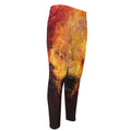 Flaming Demon Skull Print Men's Compression Pants