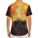 Flaming Demon Skull Print Men's Deep V-Neck Shirt