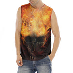 Flaming Demon Skull Print Men's Fitness Tank Top