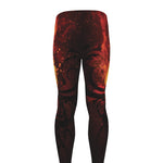 Flaming Demon Skull Print Men's leggings
