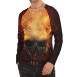Flaming Demon Skull Print Men's Long Sleeve Rash Guard