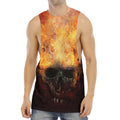 Flaming Demon Skull Print Men's Muscle Tank Top