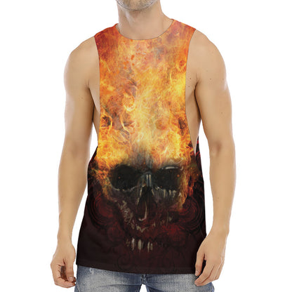 Flaming Demon Skull Print Men's Muscle Tank Top